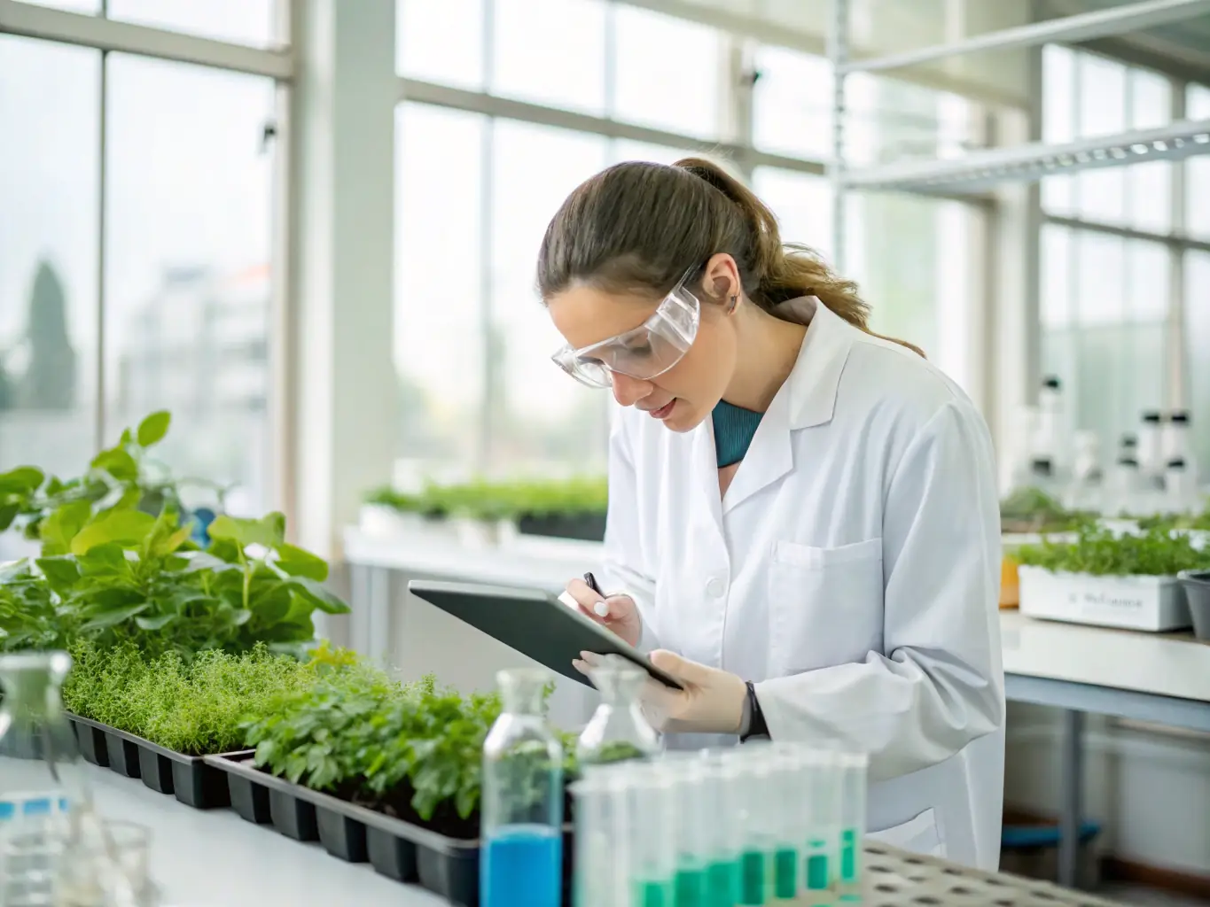 A photograph showing researchers carefully monitoring and managing an invasive species population in a controlled environment.